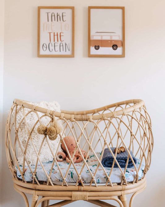Bassinet Sheet / Change Pad Cover - Whale
