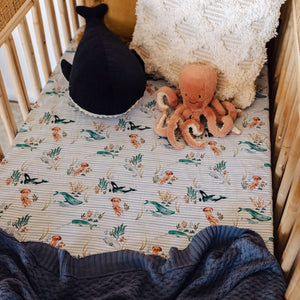 Whale Fitted Cot Sheet - Little Bambino Bear