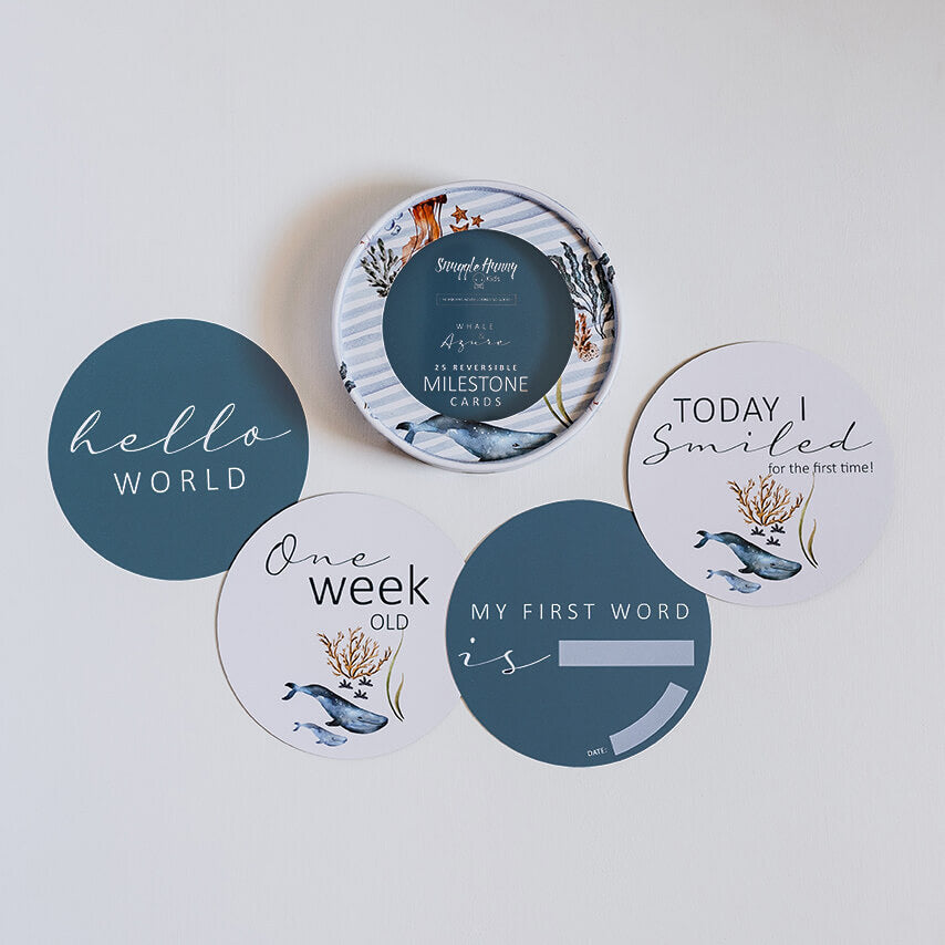 Whale and Azure Reversible Milestone Cards | Snuggle Hunny Kids