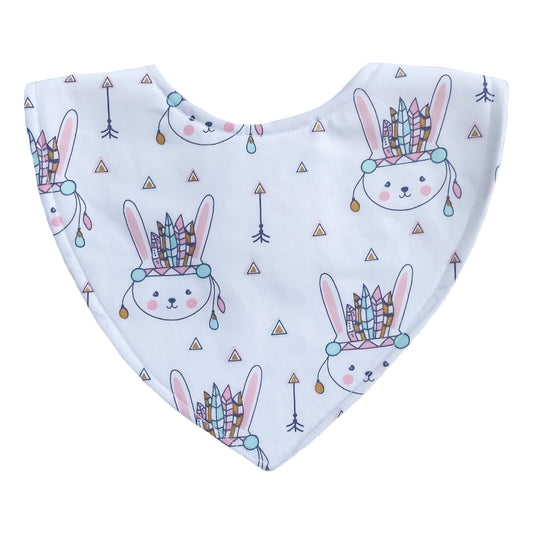 Handmade Baby Bib - White Bunny | Little Bambino Bear 