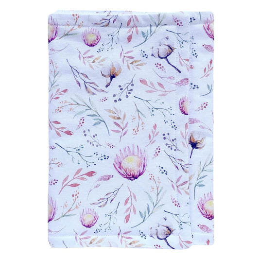Handmade Burp Cloth - White Floral