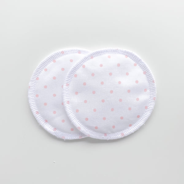 White with Pink Dots Nursing Pads