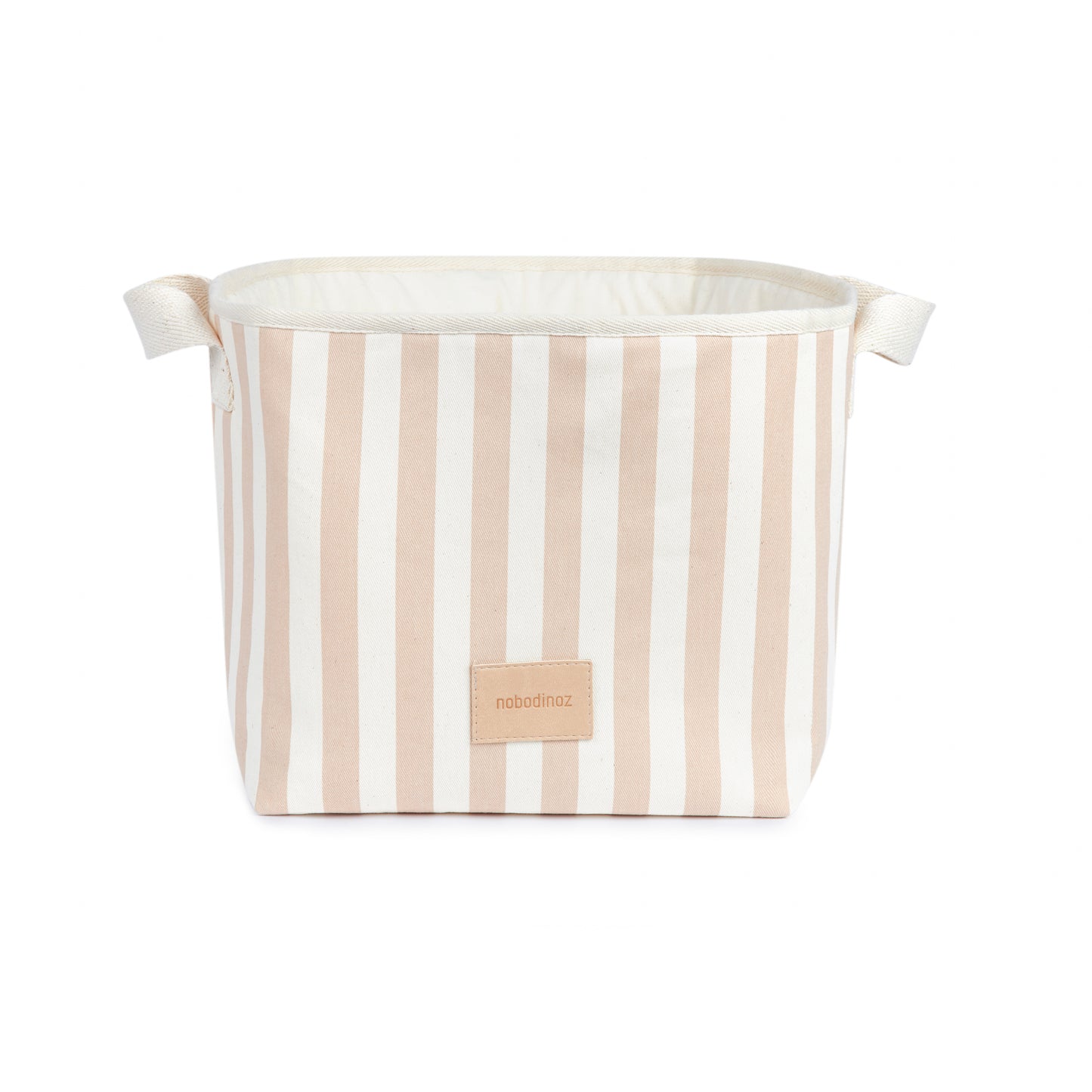 Nododinoz Django Toy Basket - Taupe Stripes/ Natural