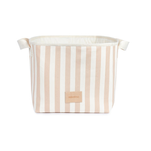 Nododinoz Django Toy Basket - Taupe Stripes/ Natural