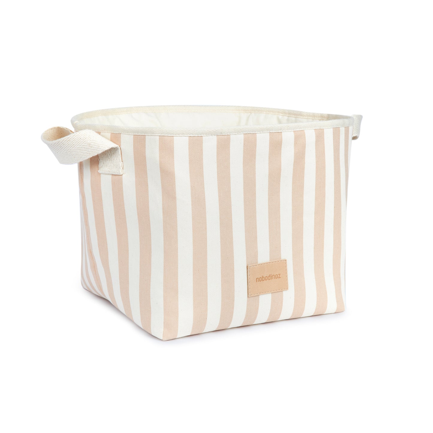 Nododinoz Django Toy Basket - Taupe Stripes/ Natural