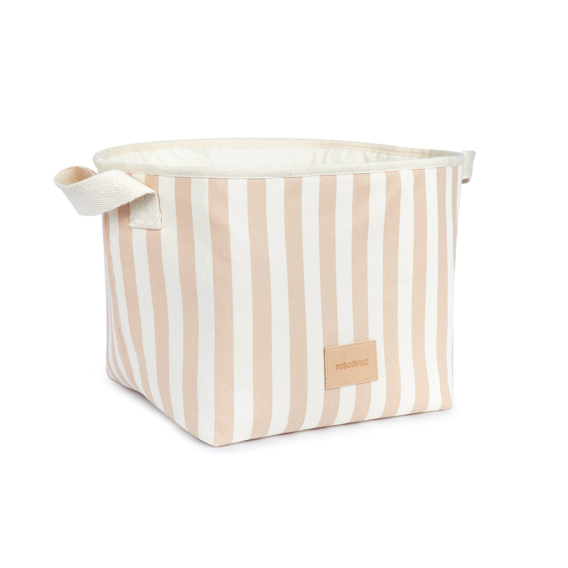 Nododinoz Django Toy Basket - Taupe Stripes/ Natural