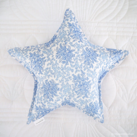 Blue Floral Star Cushion - Little Bambino Bear