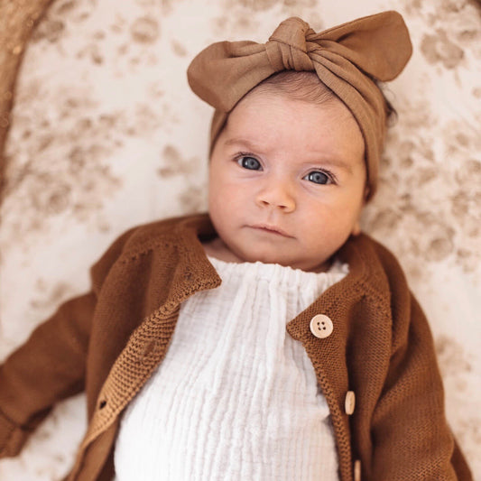 Baby Topknot Headband in Caramel - Little Bambino Bear