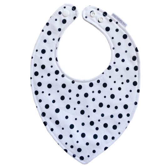 Baby Bib - White with Black Spots - Little Bambino Bear