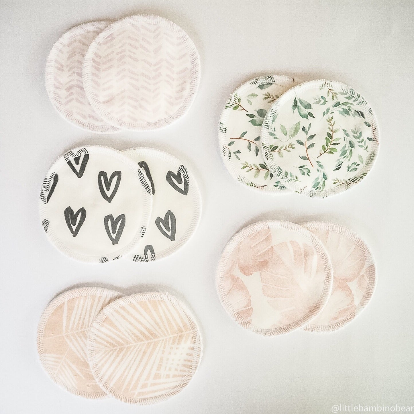 Miss Mae Studio Nursing Pads - Pink Monstera Leaf - Little Bambino Bear