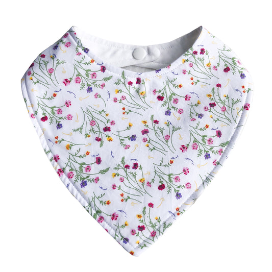 Baby Bib - White Floral - Little Bambino Bear