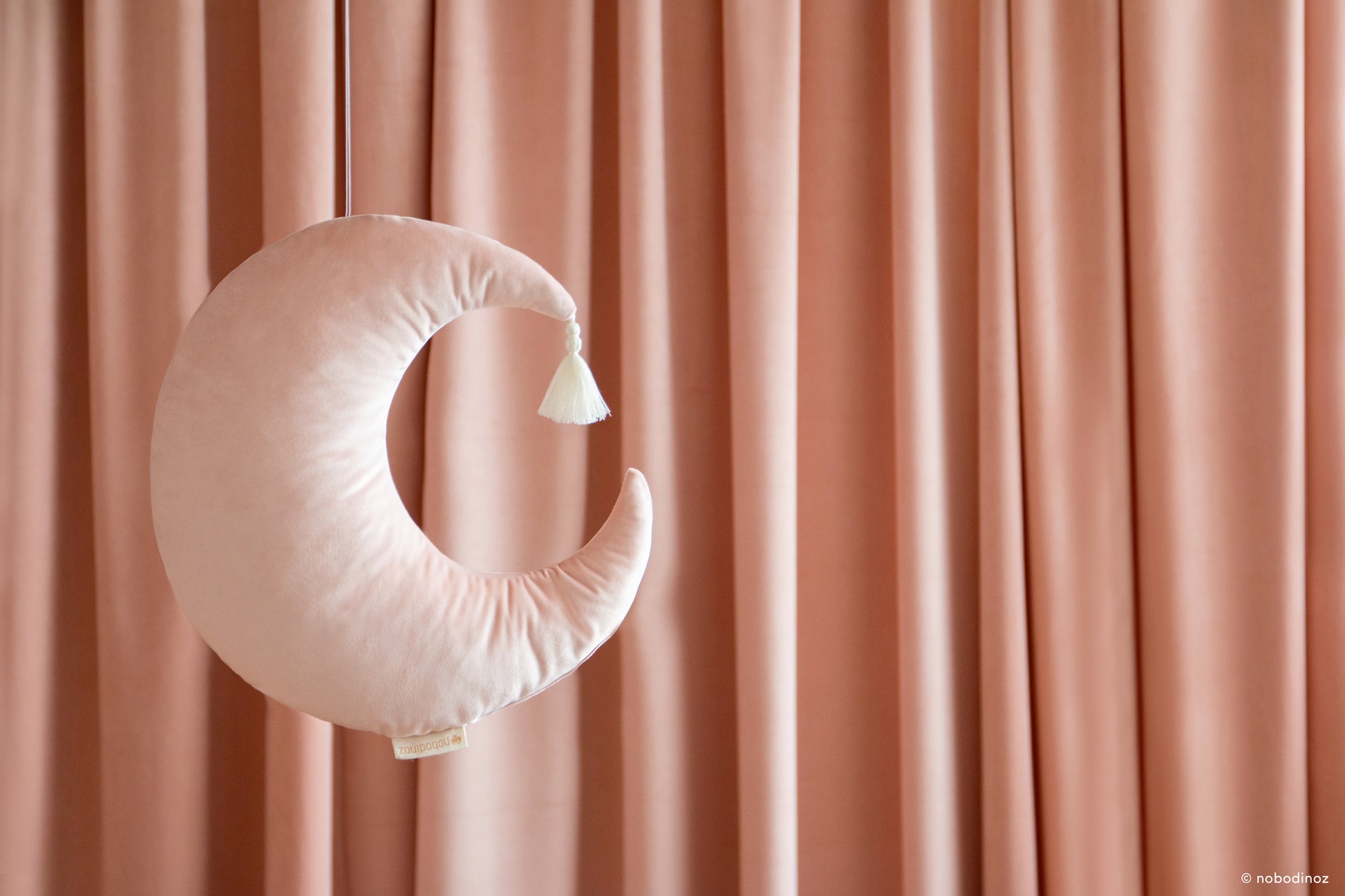 Nobodinoz Pierrot Moon Velvet Cushion - Bloom Pink
